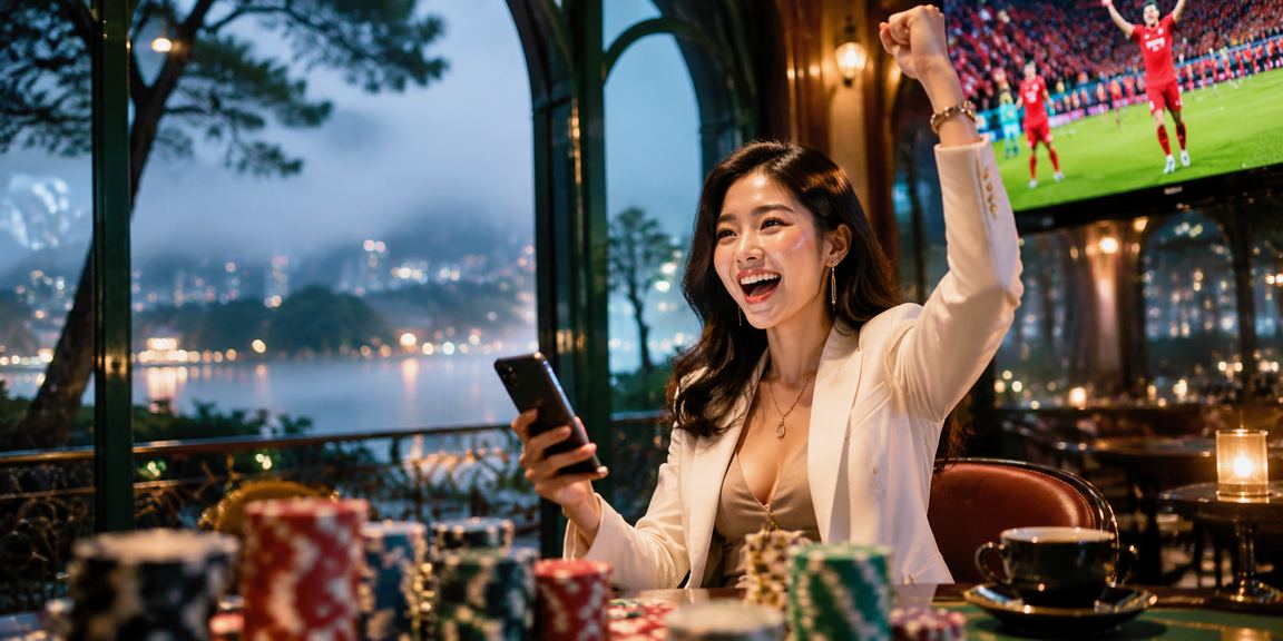 Người dùng tại Đà Lạt xem kèo cược trực tuyến trong quán cà phê buổi chiều