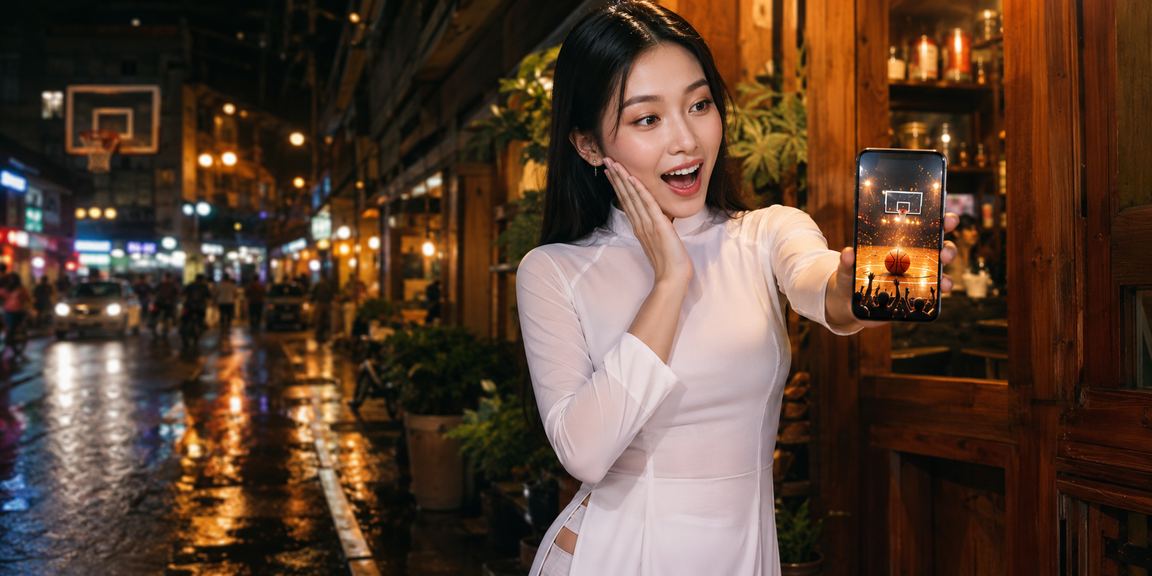Cô gái mặc áo dài xem kèo bóng rổ tại TP Hồ Chí Minh
