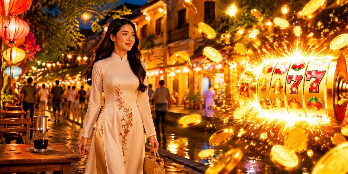 Người dùng tại Hội An chơi game trên điện thoại trong quán cà phê buổi tối